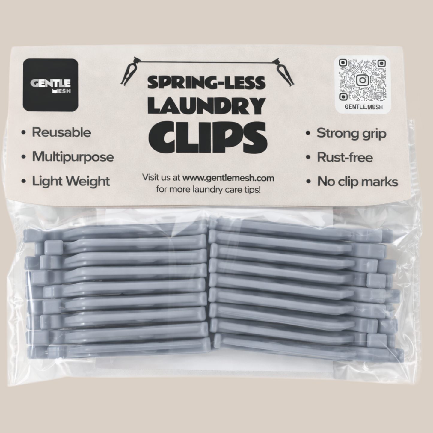 Spring less laundry clips